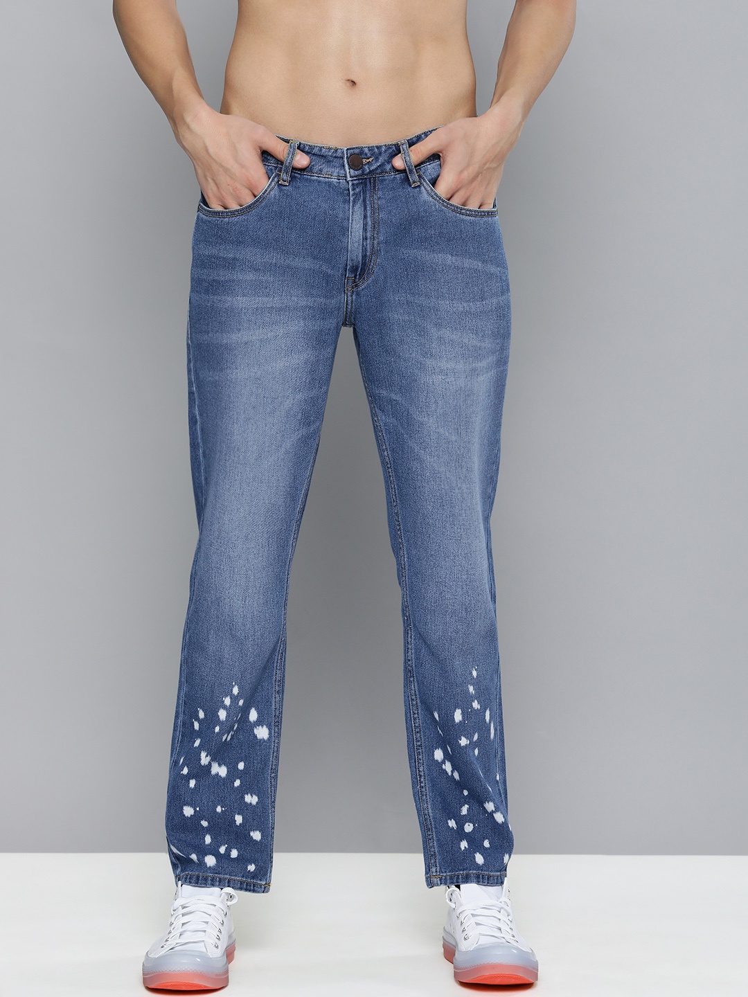 

HERE&NOW Men Blue Slim Fit Light Fade Printed Hem Jeans