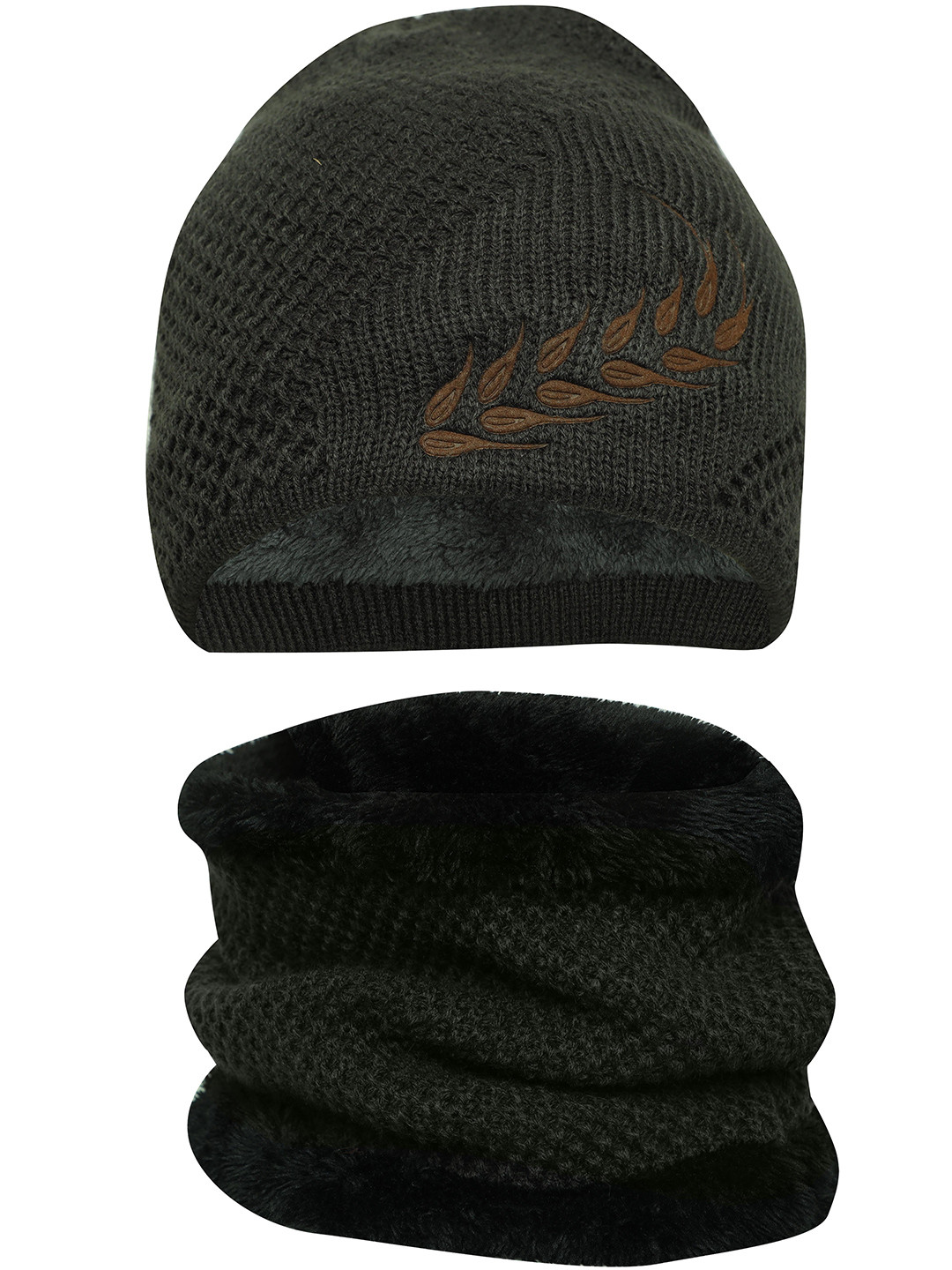 

FabSeasons Unisex Pack Of 2 Grey Self Design Acrylic Beanie