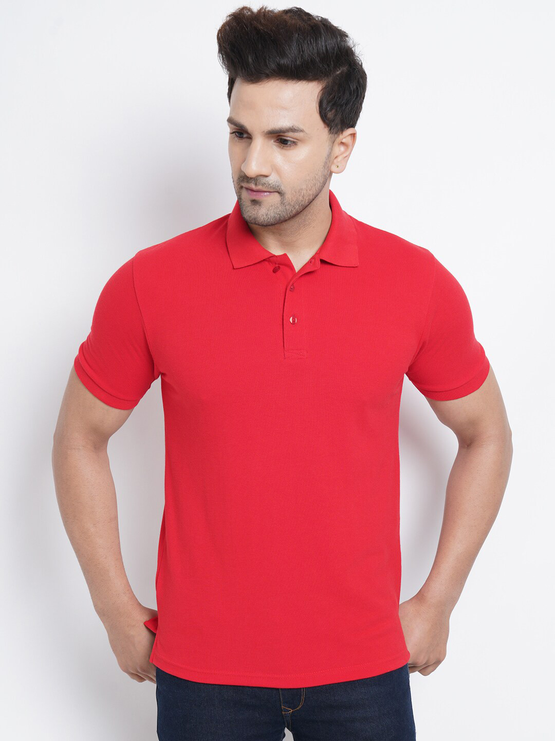 

Purple State Men Red Polo Collar T-shirt
