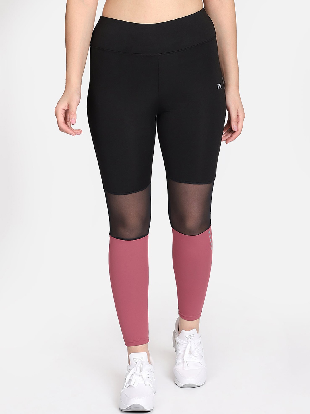 

MUSCLE TORQUE Women Black & Pink Colourblocked Gym-Yoga Tights