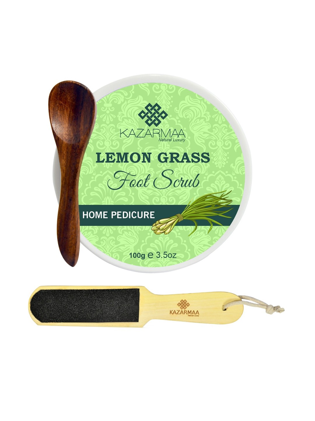 

KAZARMAA Lemon Grass Foot Scrub & Scrubber - 100 g, Green