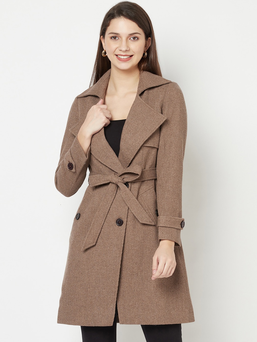 

Owncraft Women Brown Self-Design Over Coat