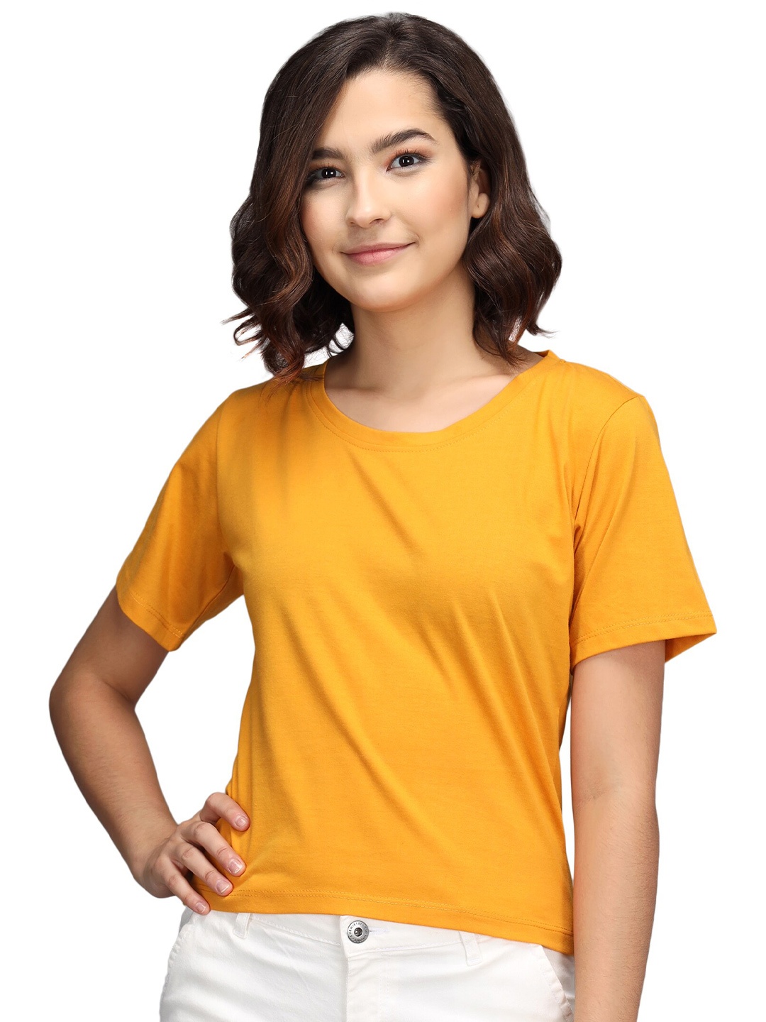 

PockMAN Woman Mustard Yellow Crop Top