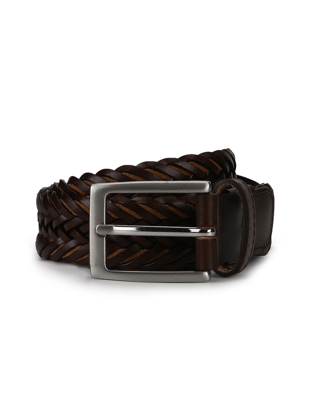 

HACKETT LONDON Men Brown Woven Design Leather Belt