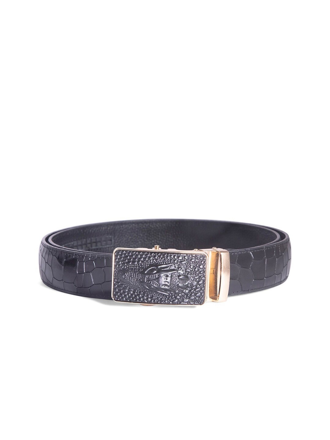 

BANGE Men Black Textured Leather Formal Belt