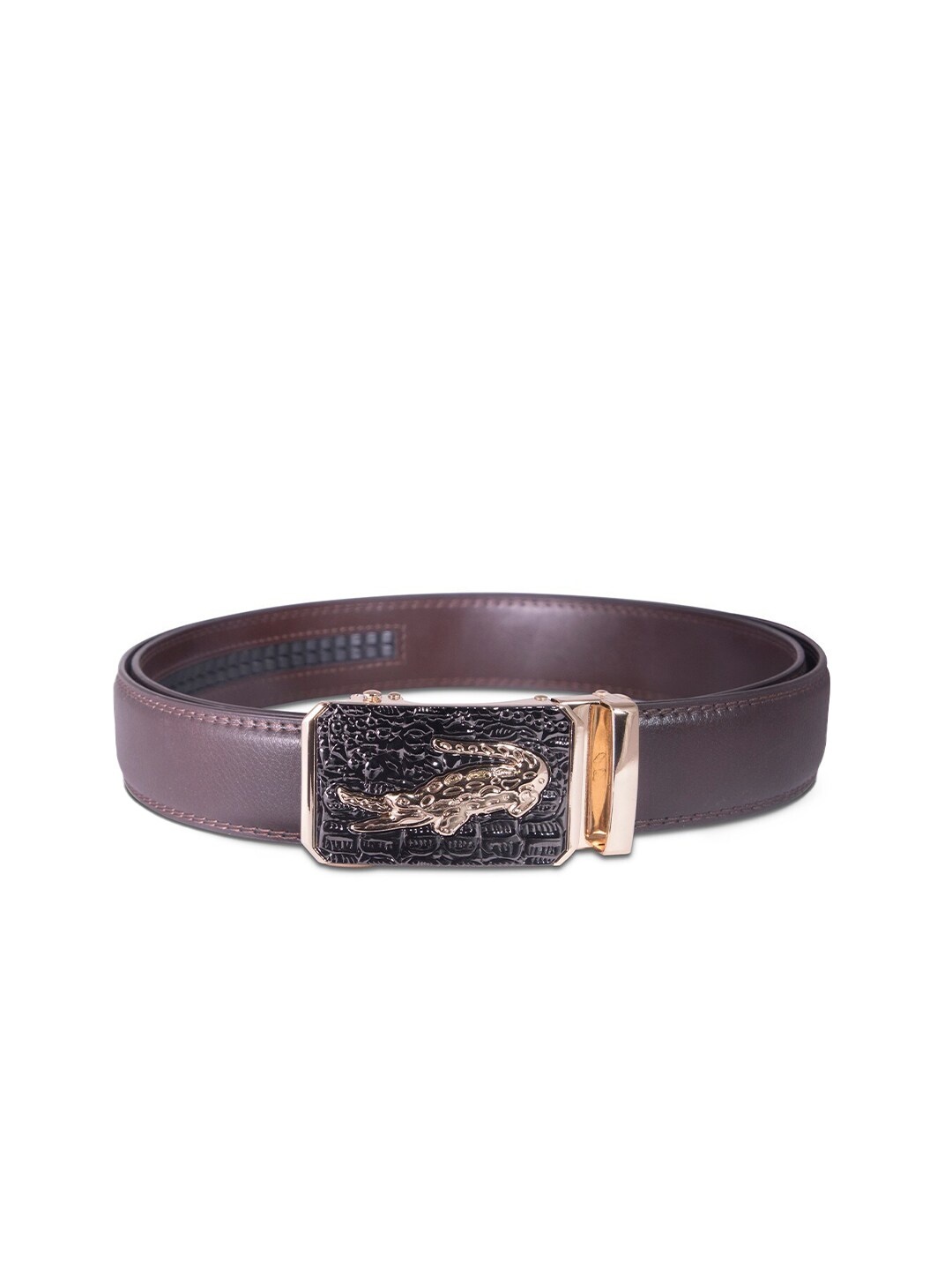 

BANGE Men Brown Textured Leather Formal Belt