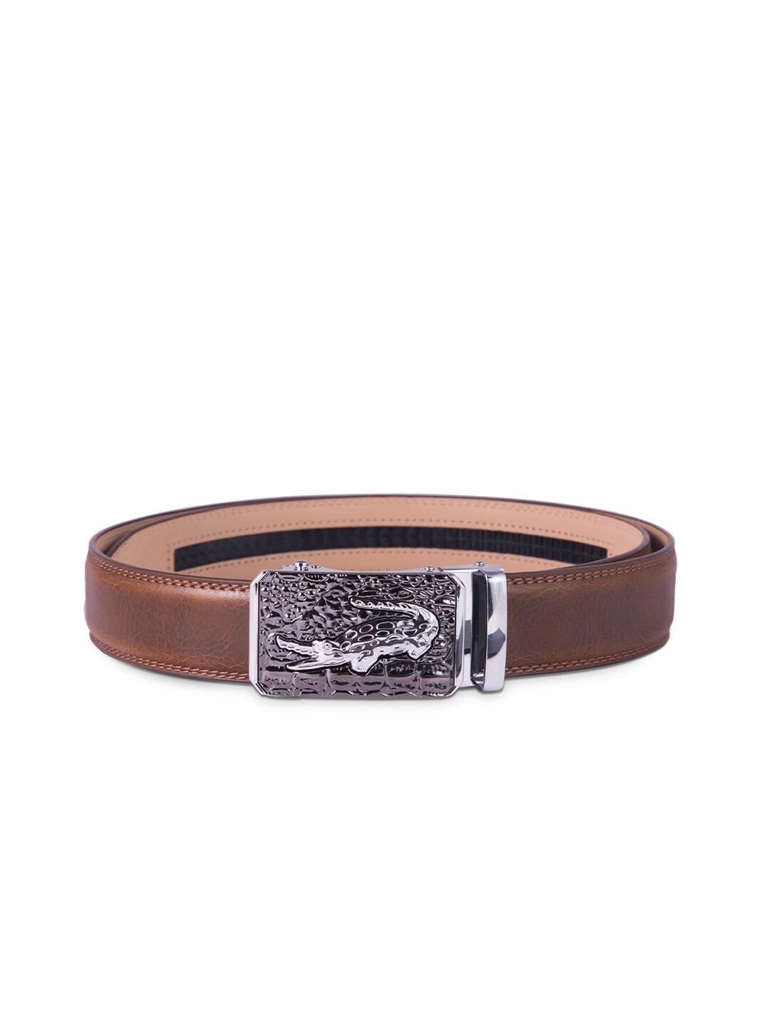

BANGE Men Mustard Yellow Textured Leather Formal Belt