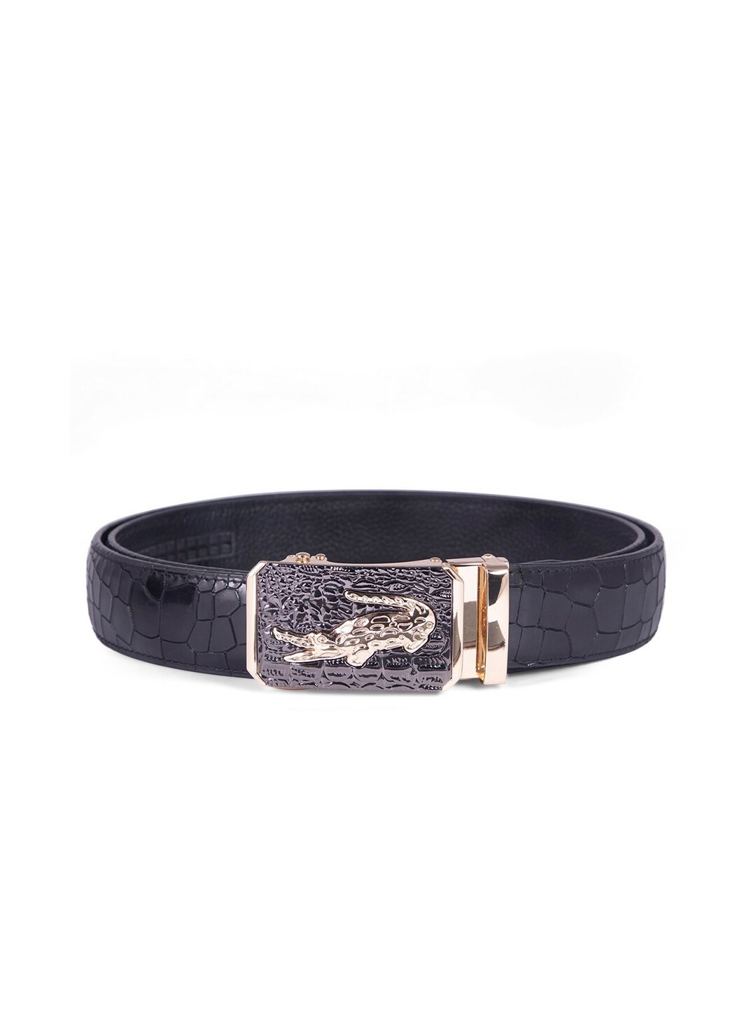 

BANGE Men Black Textured Leather Formal Belt