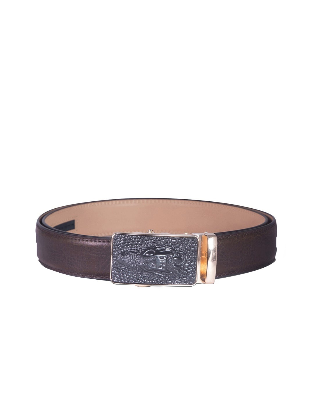 

BANGE Men Brown Animal Textured Leather Formal Belt