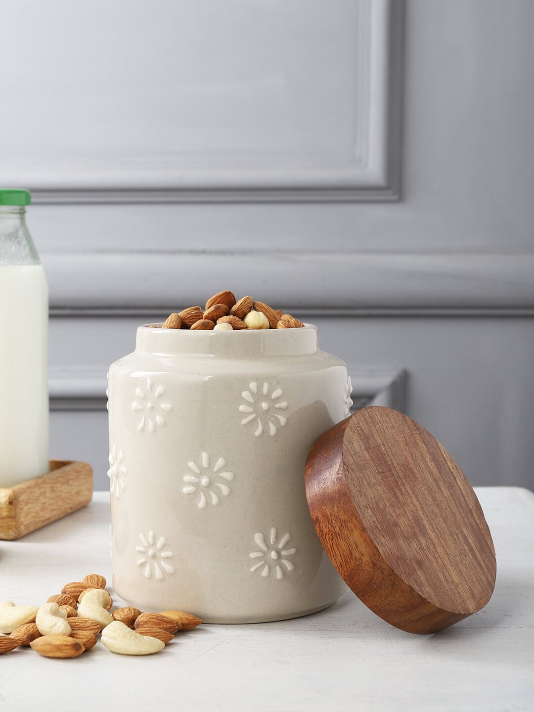 

MIAH Decor Off-White Ceramic Food Storage Jar, Cream