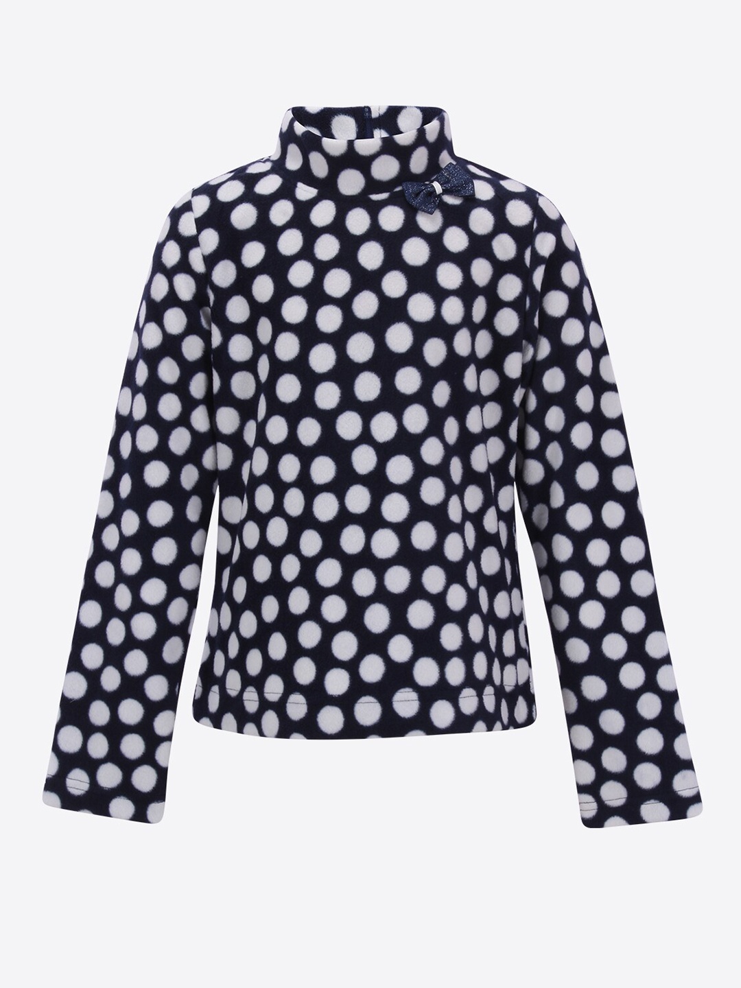 

CUTECUMBER Girls Navy Blue & White Printed Winter Top