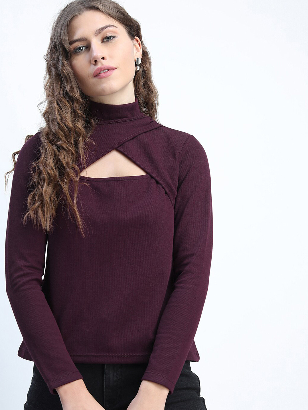

Tokyo Talkies Maroon Knitted Top