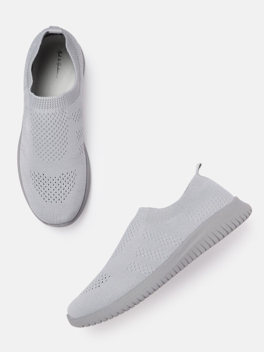 

Mast & Harbour Women Grey Woven Design Slip-On Sneakers