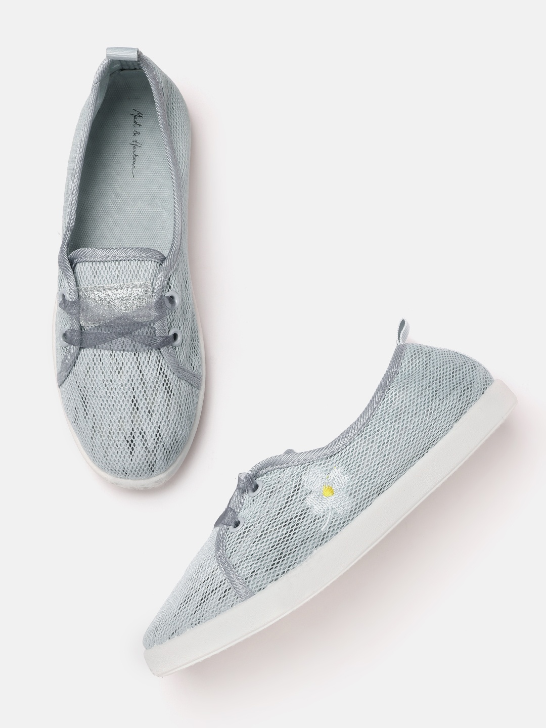 

Mast & Harbour Women Blue Floral Embroidered Sneakers