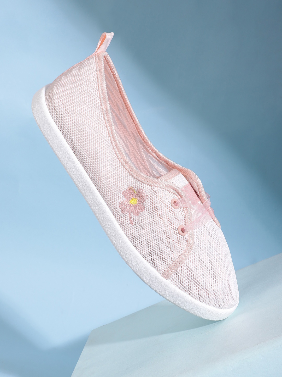 

Mast & Harbour Women Peach-Coloured Woven Design Sneakers