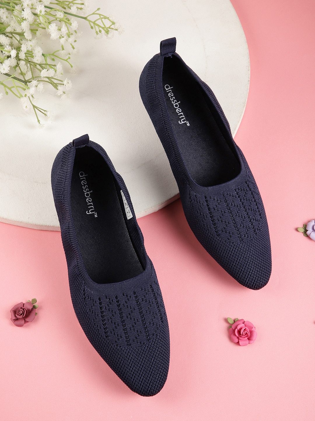 

DressBerry Women Navy Blue Woven Design Ballerinas