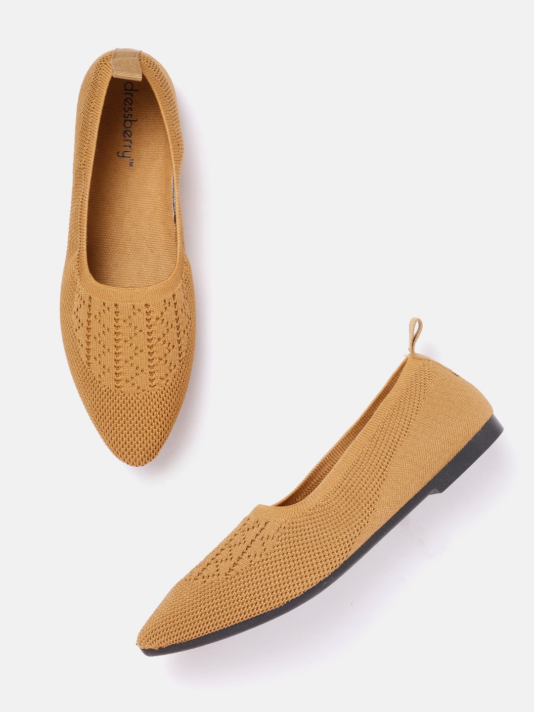 

DressBerry Women Camel Brown Woven Design Ballerinas