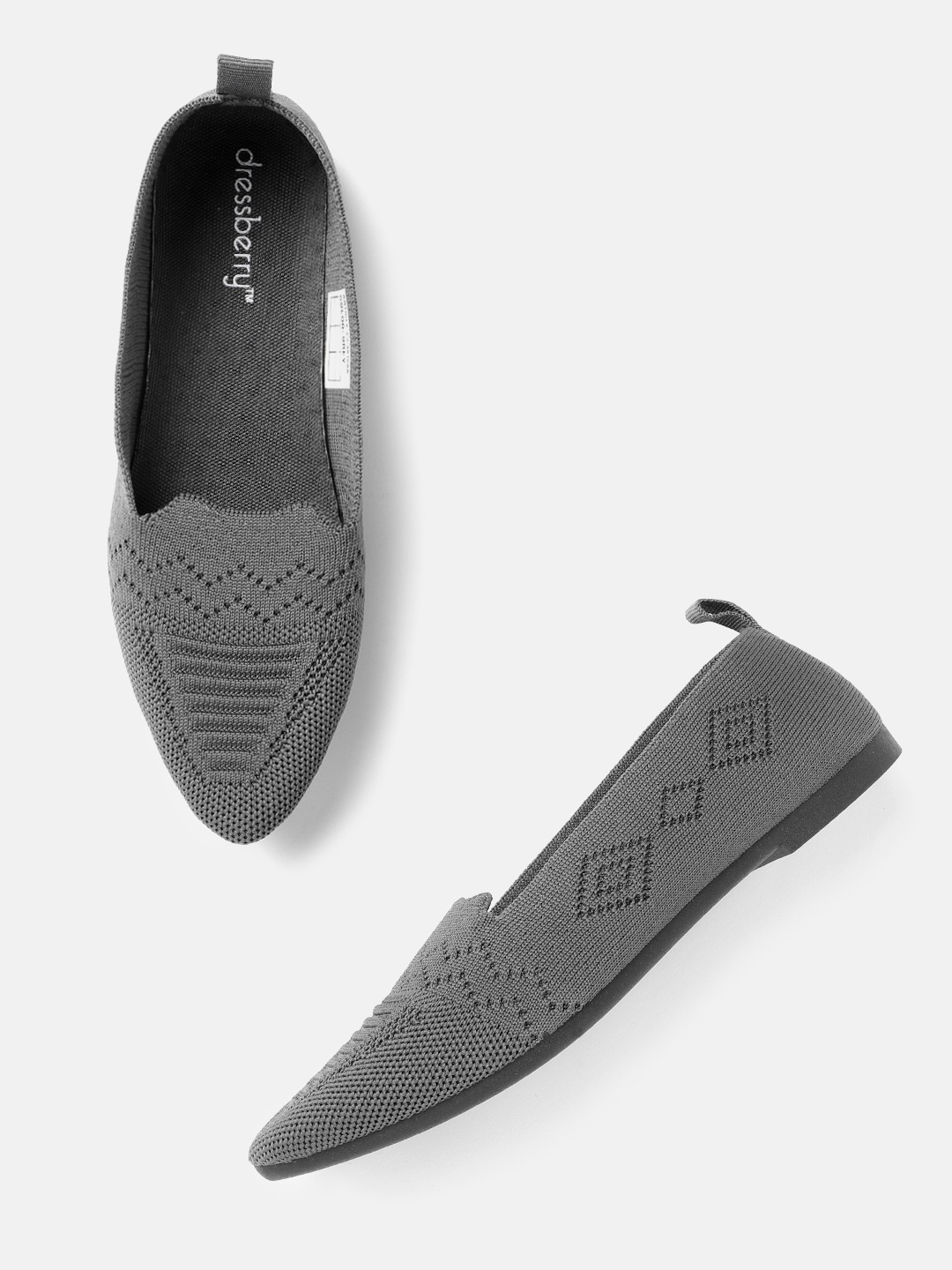 

DressBerry Women Charcoal Grey Woven Design Ballerinas