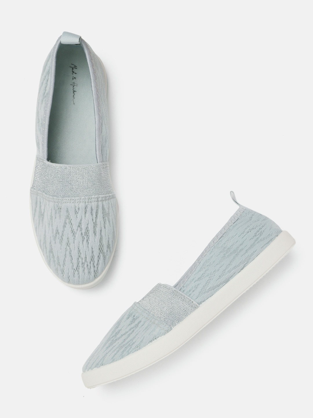 

Mast & Harbour Women Blue Woven Design Slip-On Sneakers