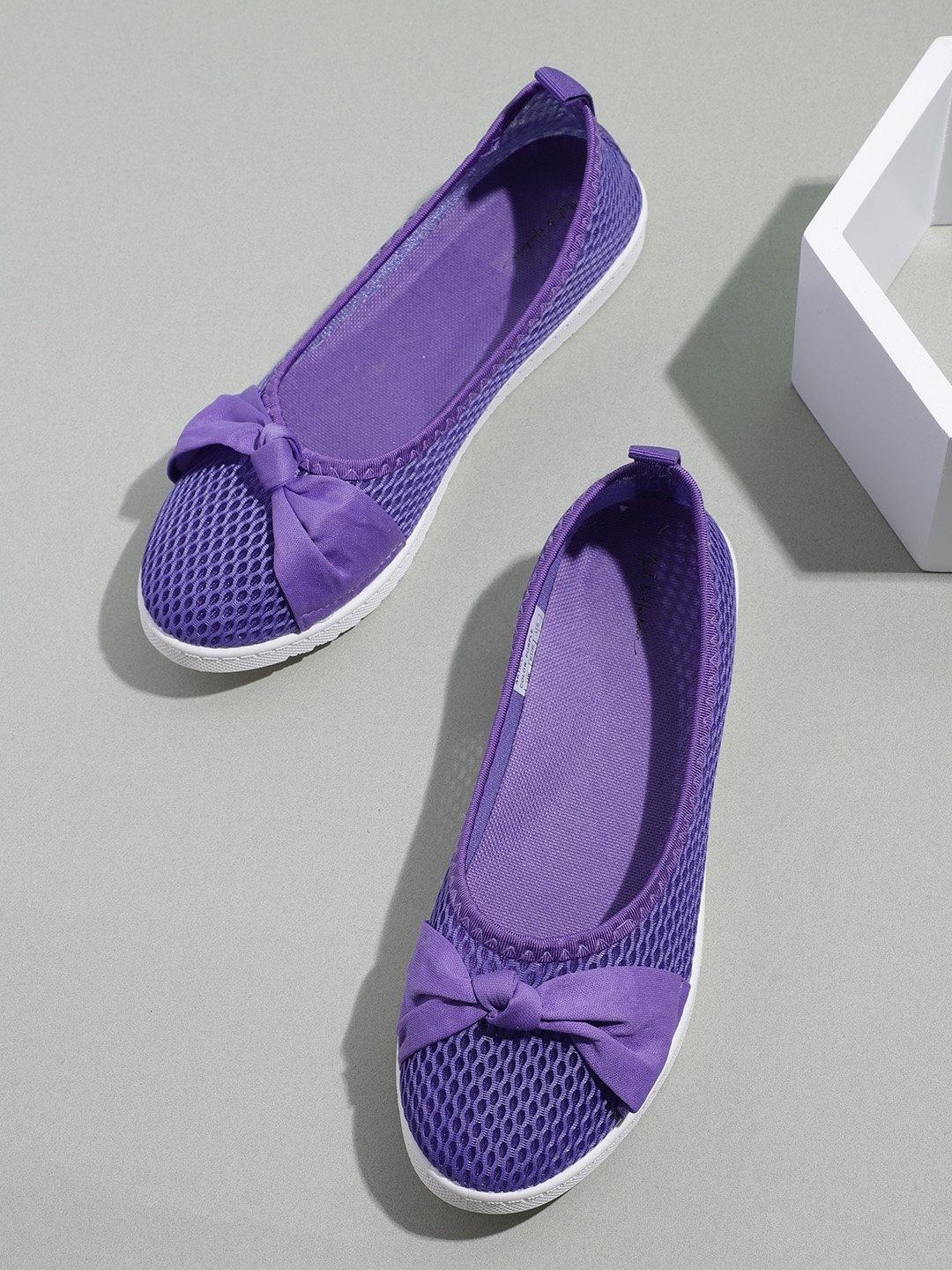 

Mast & Harbour Women Purple Woven Design Ballerinas with Bows