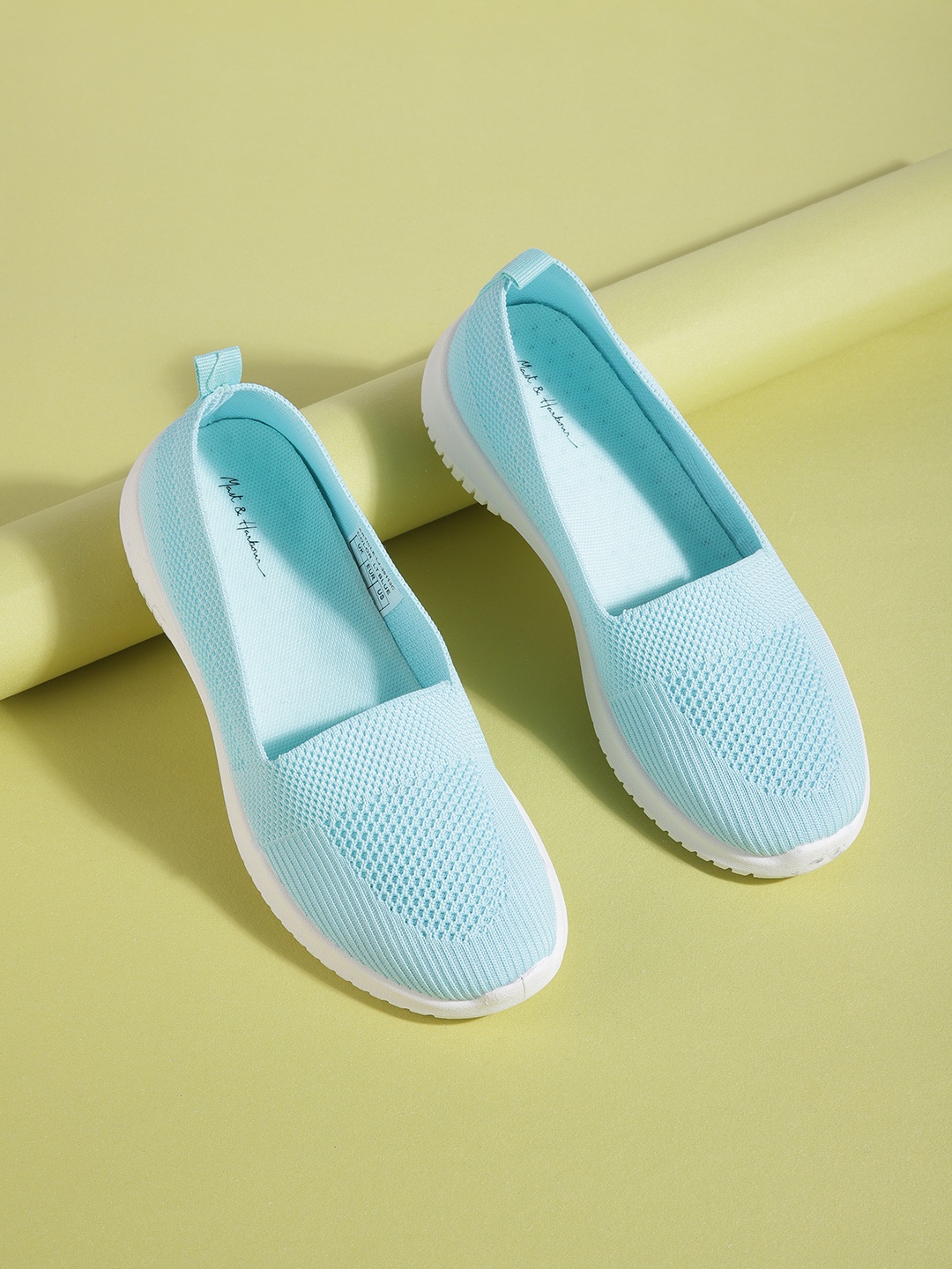 

Mast & Harbour Women Blue Woven Design Slip-On Sneakers