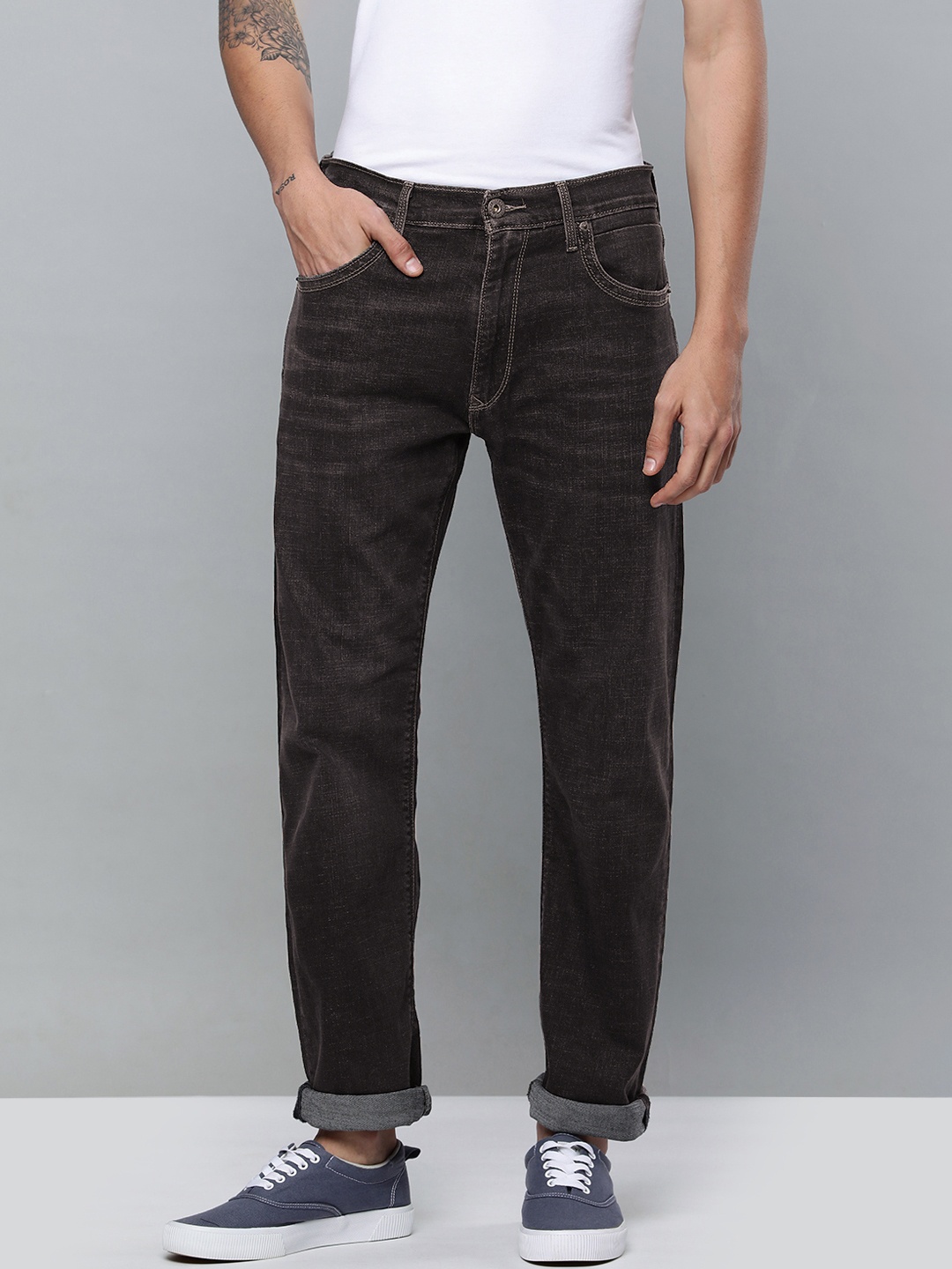

Levis Men Black Straight Fit Stretchable Jeans