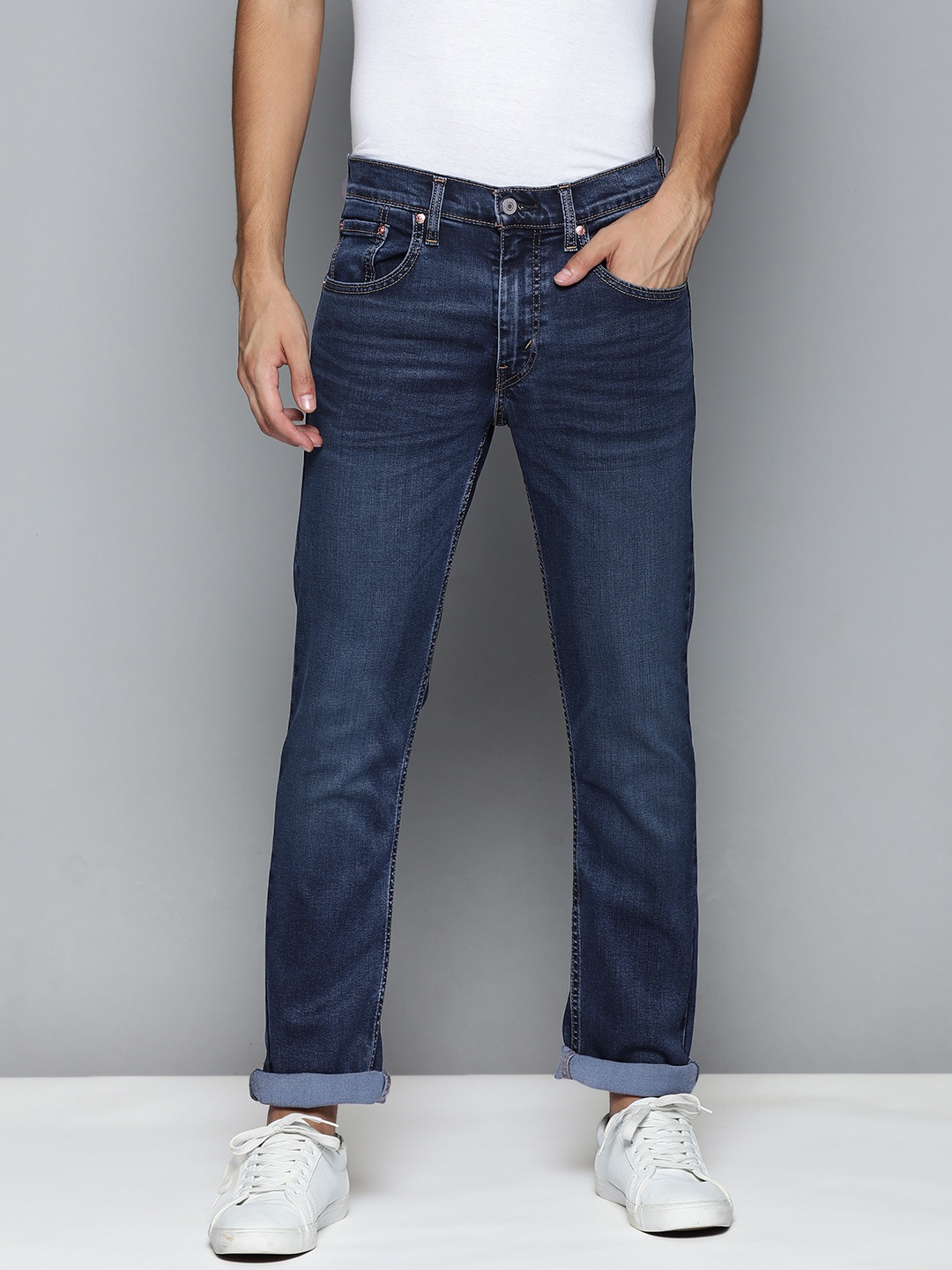 Levis Men Blue Skinny Fit Mid-Rise Light Fade Stretchable Jeans