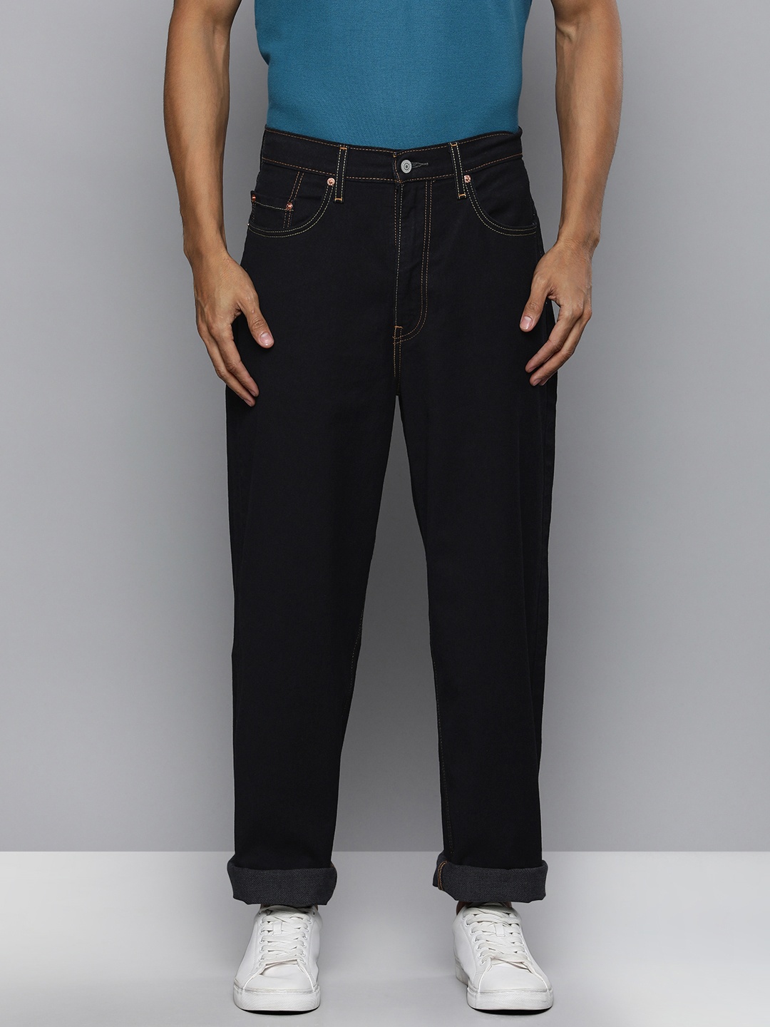 

Levis Men Navy Blue Tapered Fit Mid-Rise Clean Look Stretchable Jeans