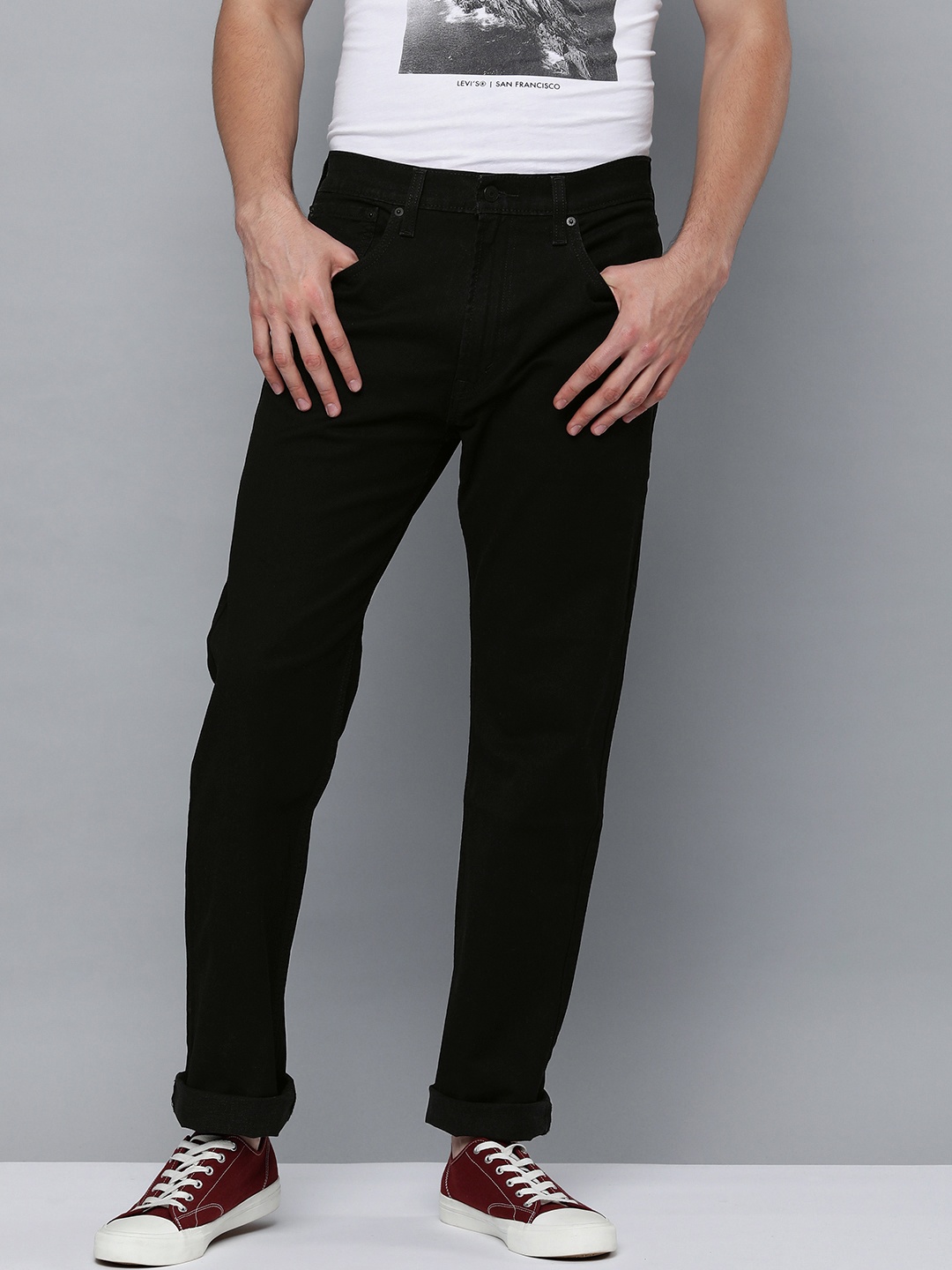 

Levis Men Dark Blue 551Z Straight Fit Mid-Rise Clean Look Stretchable Jeans