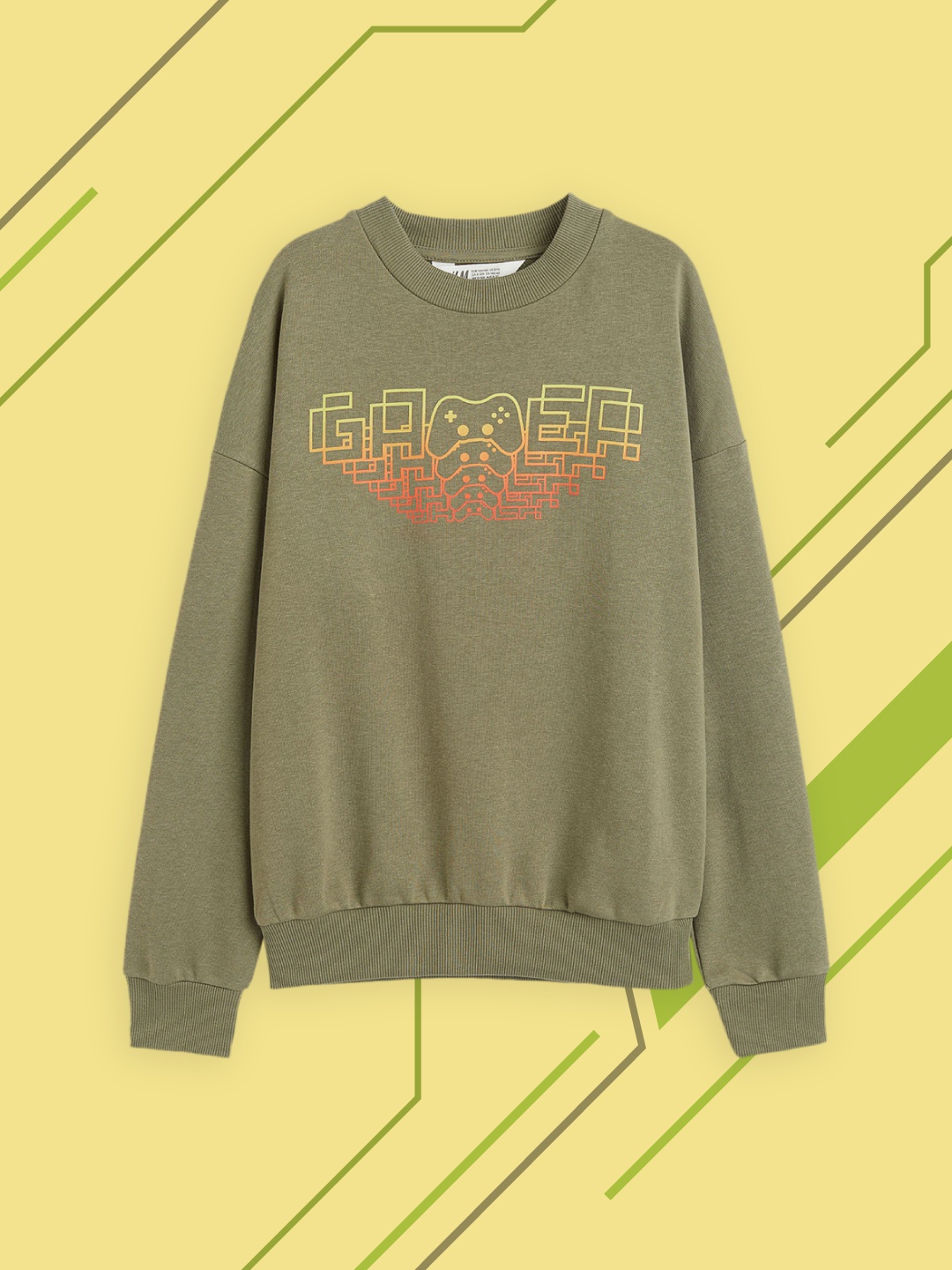 

H&M Boys Green & Yellow Printed Sweatshirt