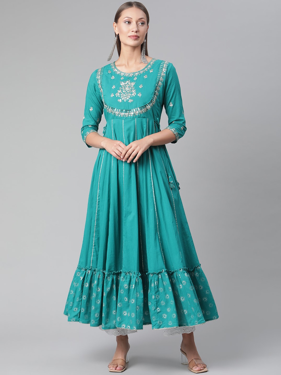 

Divena Women Green Yoke Design Anarkali Kurta