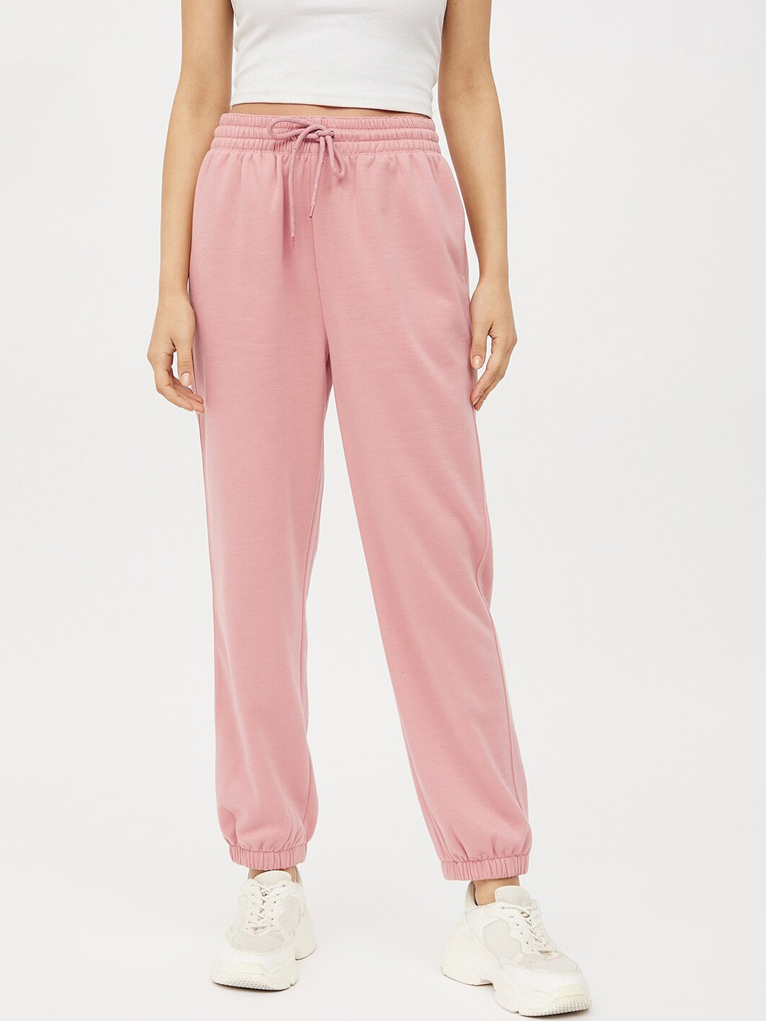 

Harpa Women Pink Solid Terry Regular Fit Joggers