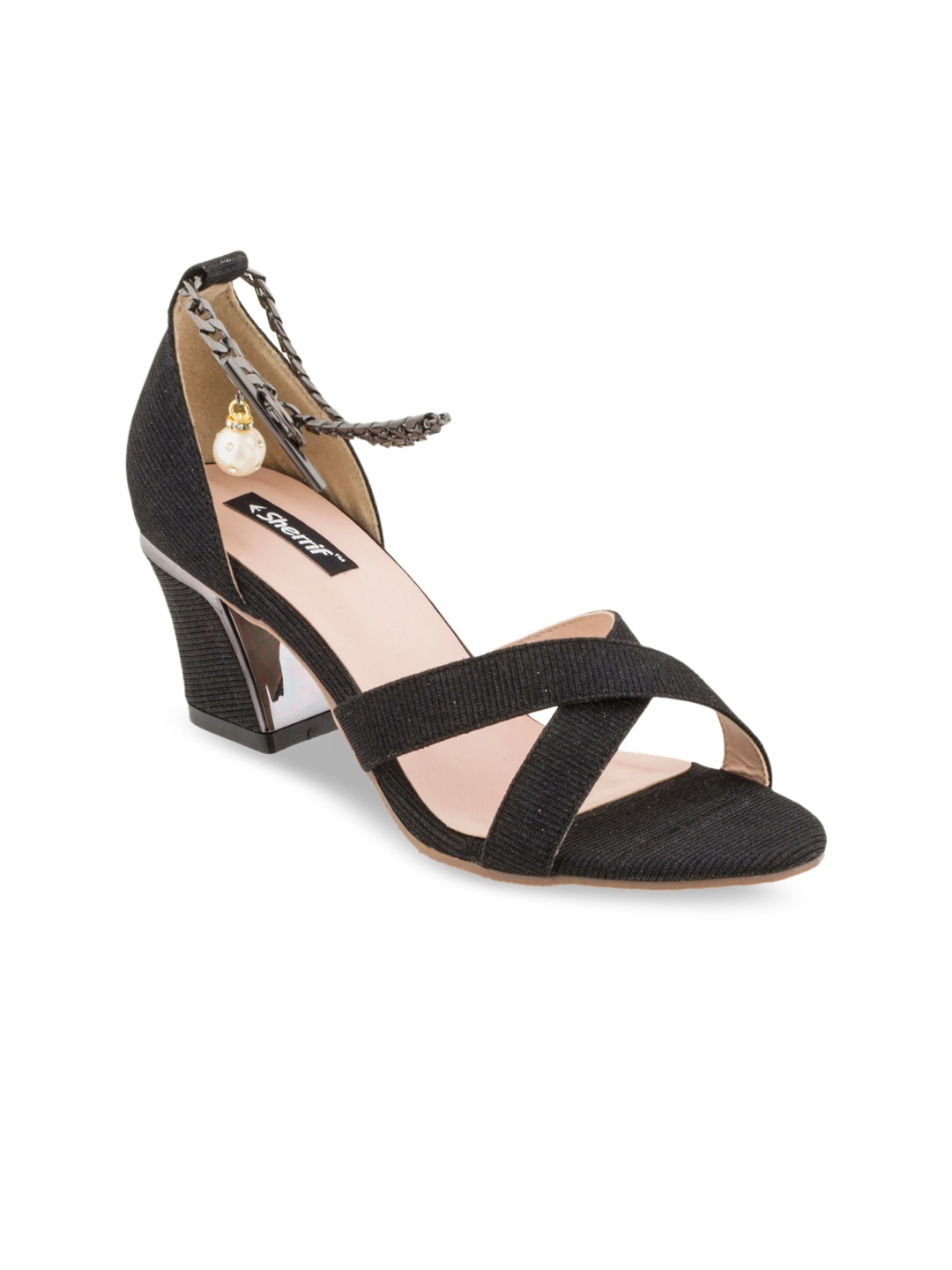 

Sherrif Shoes Black Textured Party Block Sandals