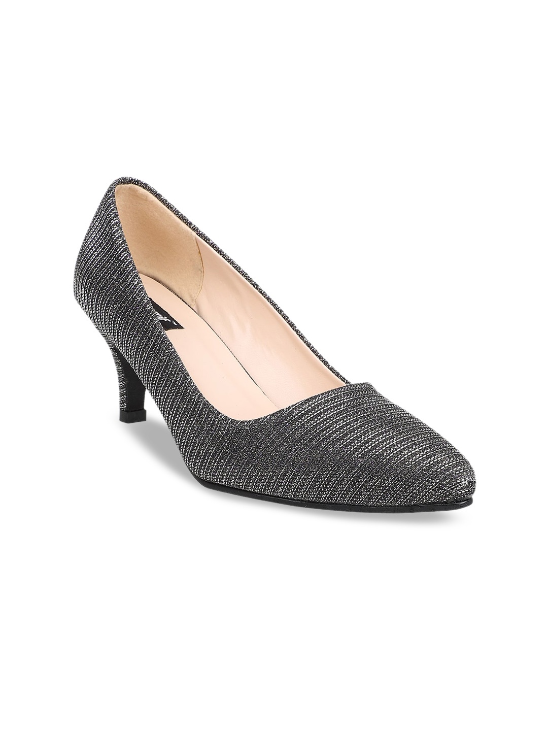 

Sherrif Shoes Grey Embellished Party Kitten Pumps