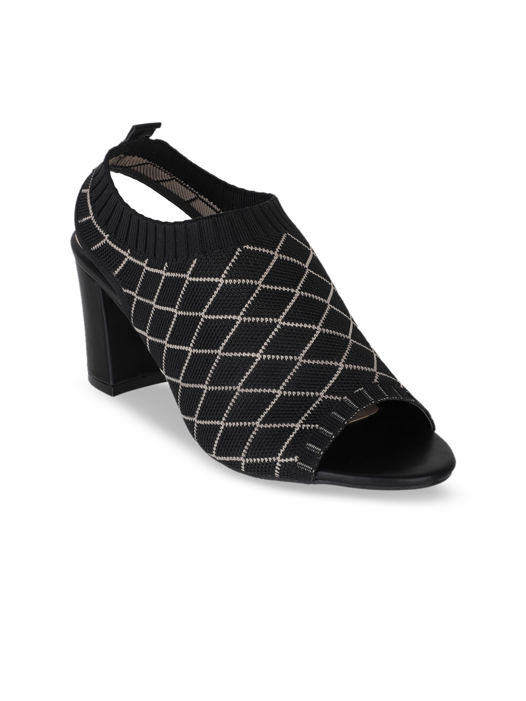 

Sherrif Shoes Black Printed Party Block Pumps