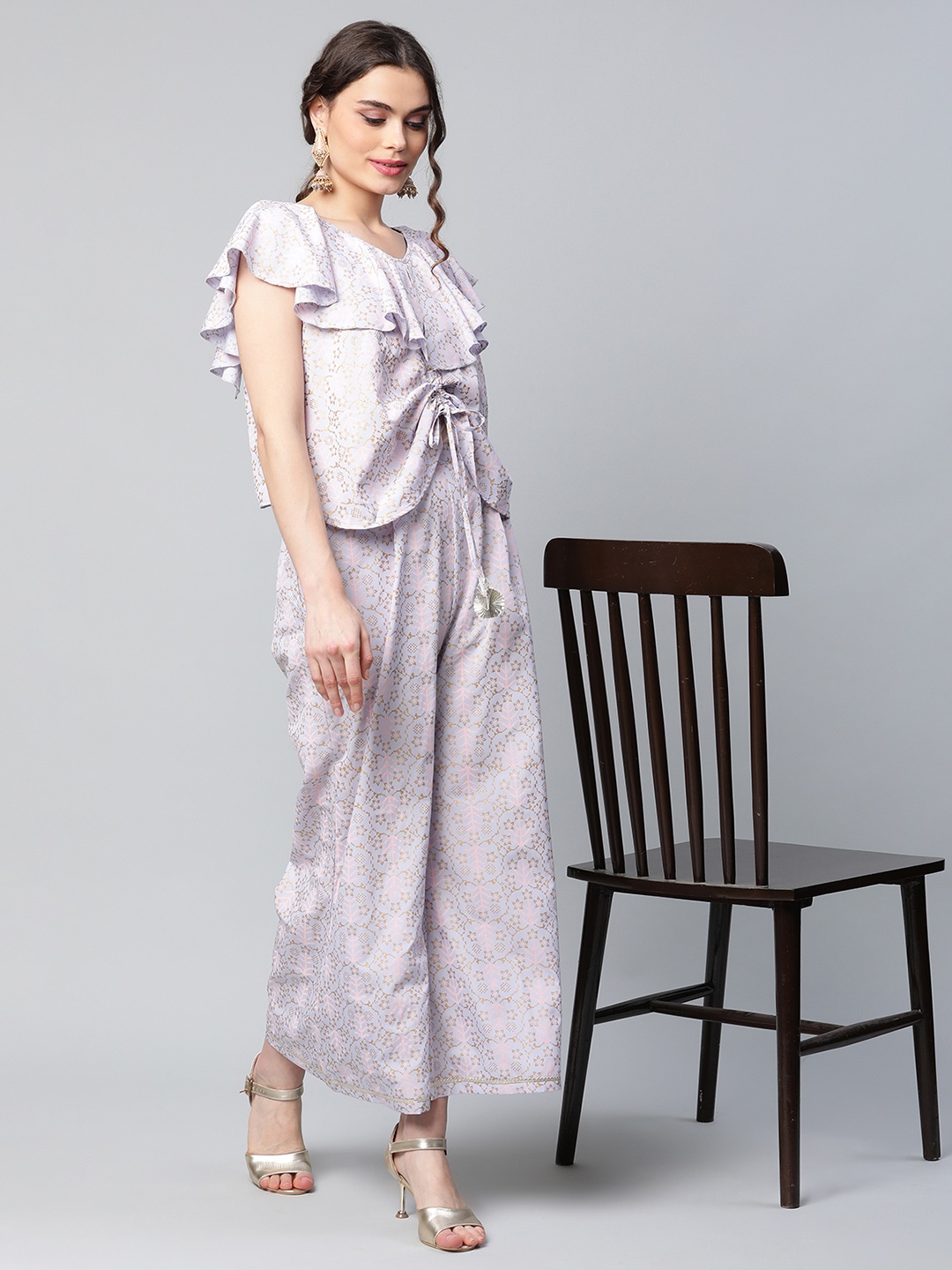 

Ahalyaa Women Pink Ethnic Motifs Printed Top with Palazzos