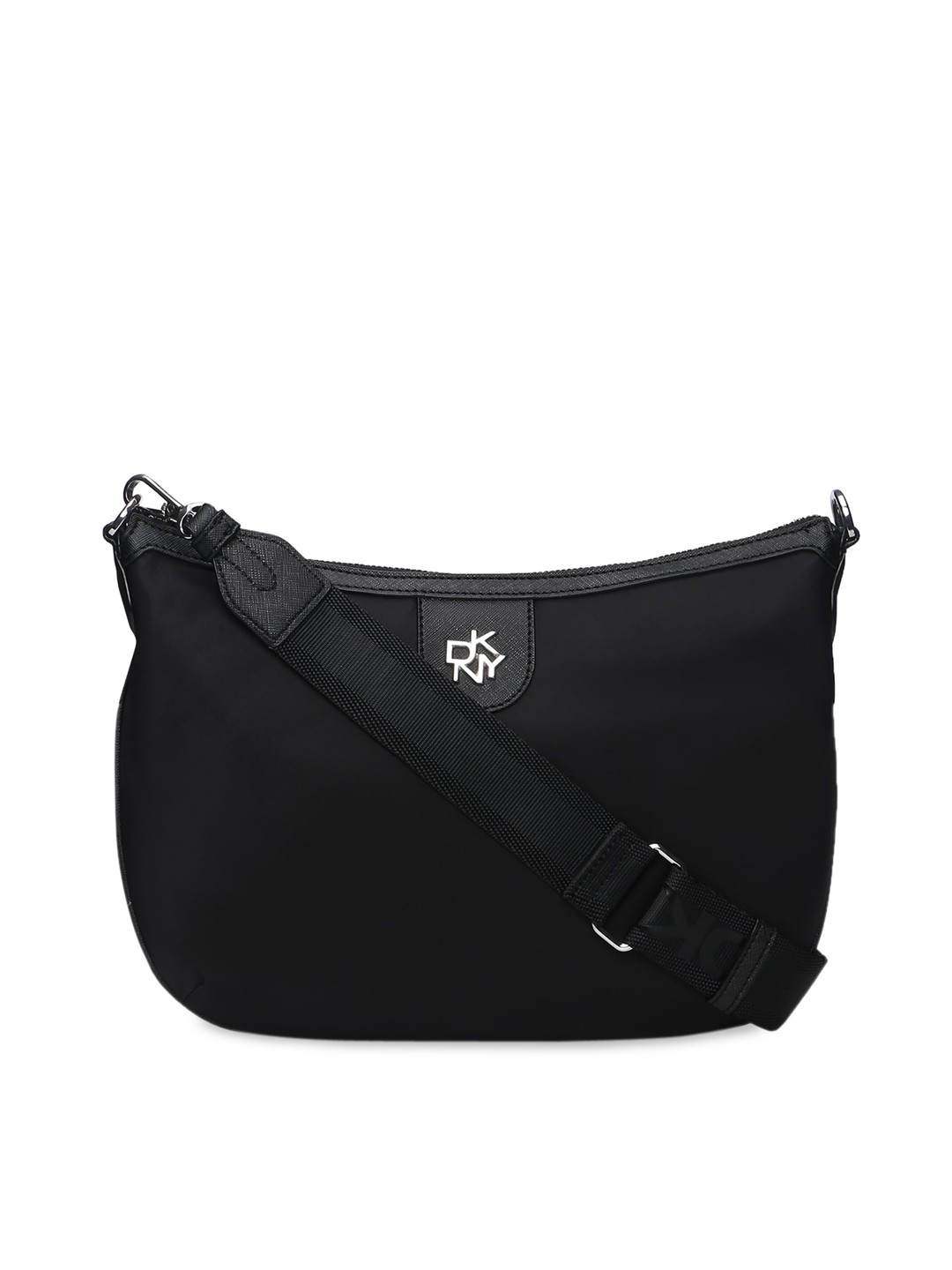 

DKNY Black Leather Structured Sling Bag
