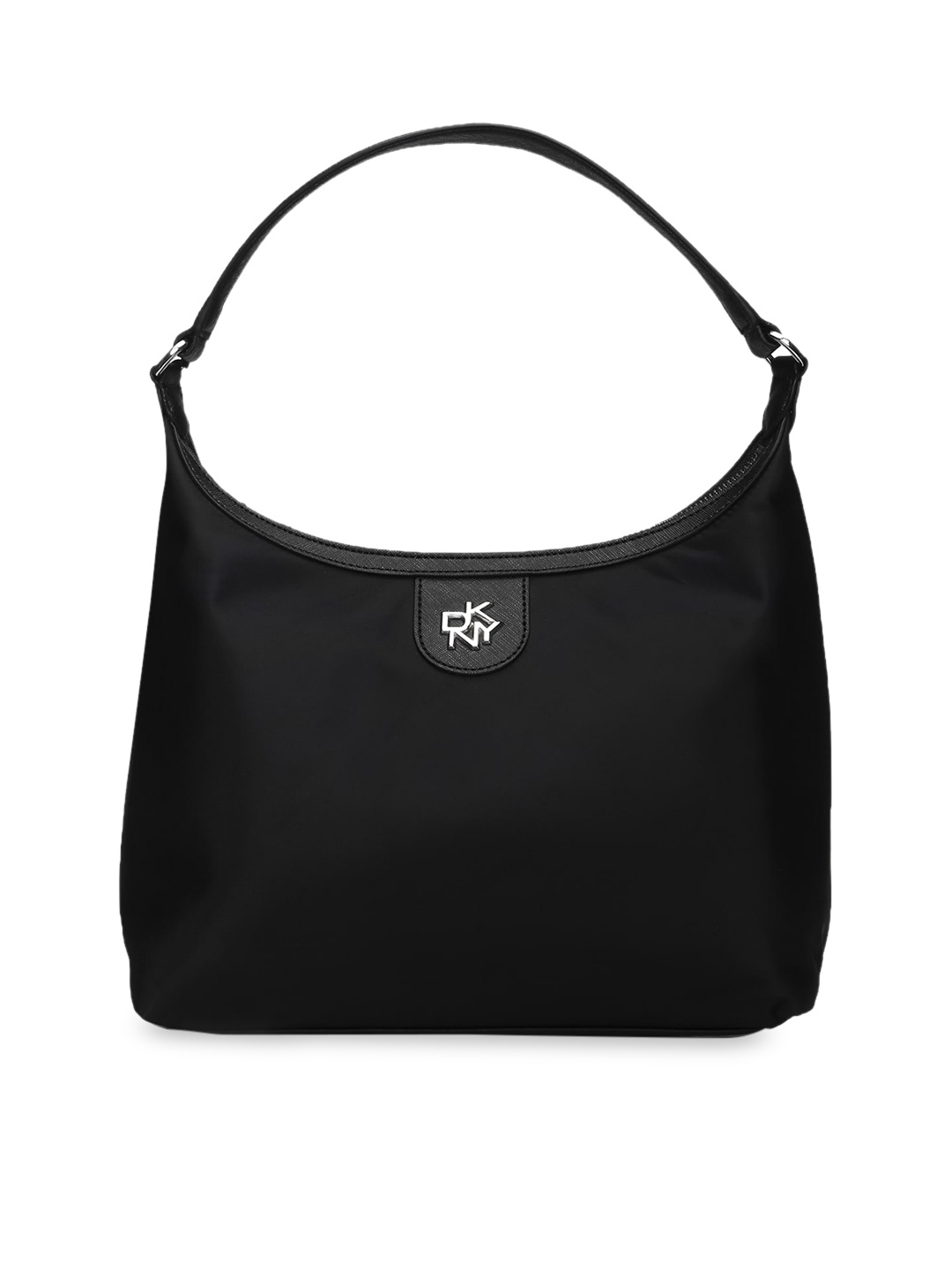 

DKNY Black Solid Leather Regular Structured Pochette Hobo Bag