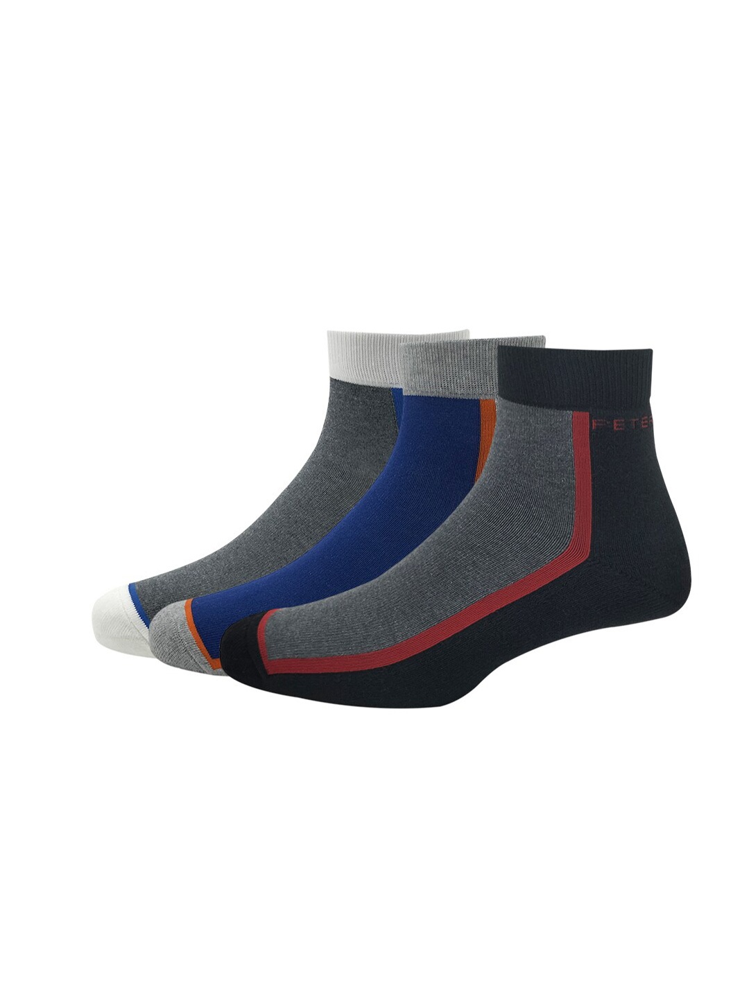 

Peter England Men Pack of 3 Colourblocked Above Ankle-Length Socks, Black