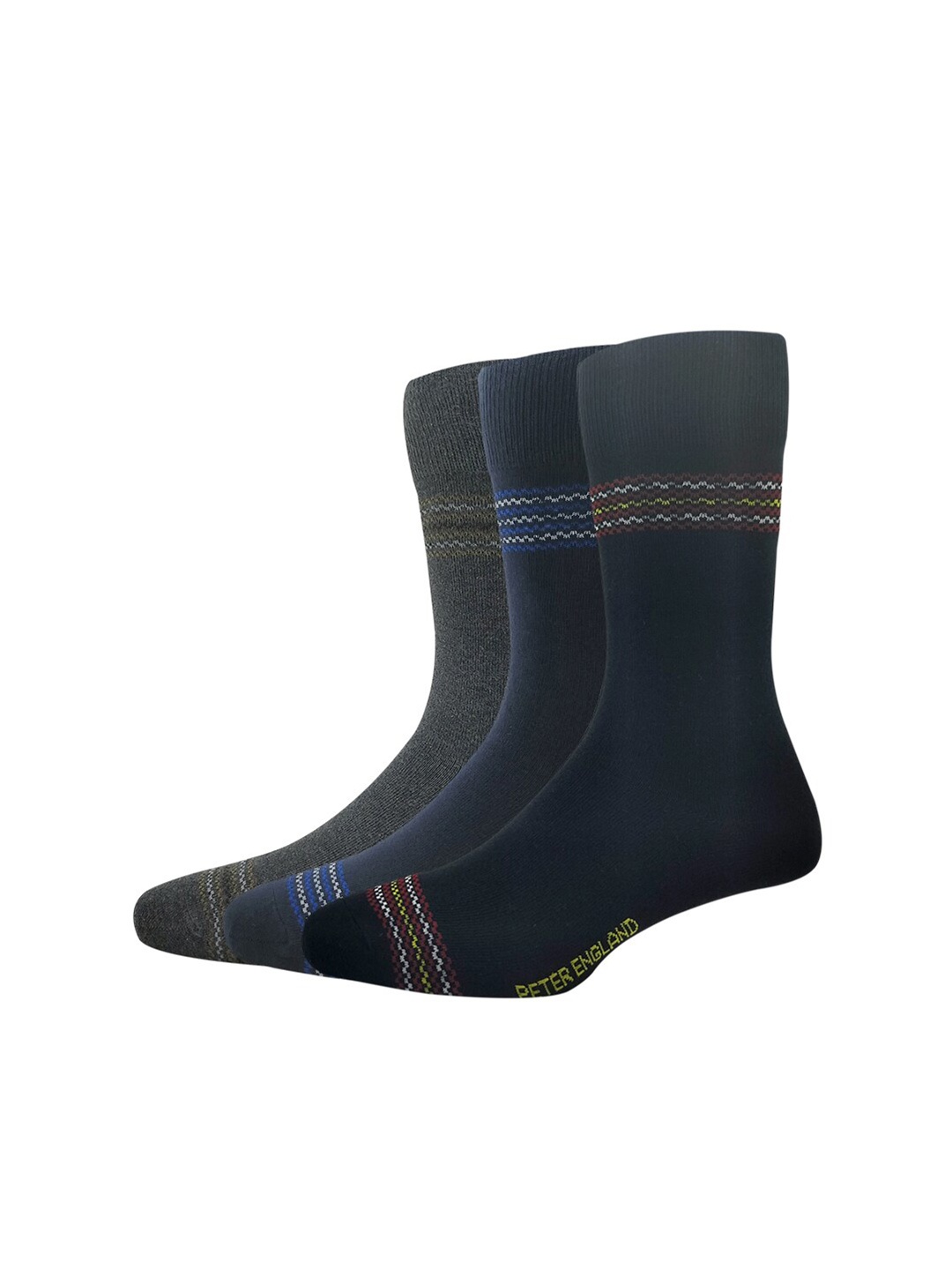 

Peter England Men Pack Of 3 Calf-Length Socks, Black