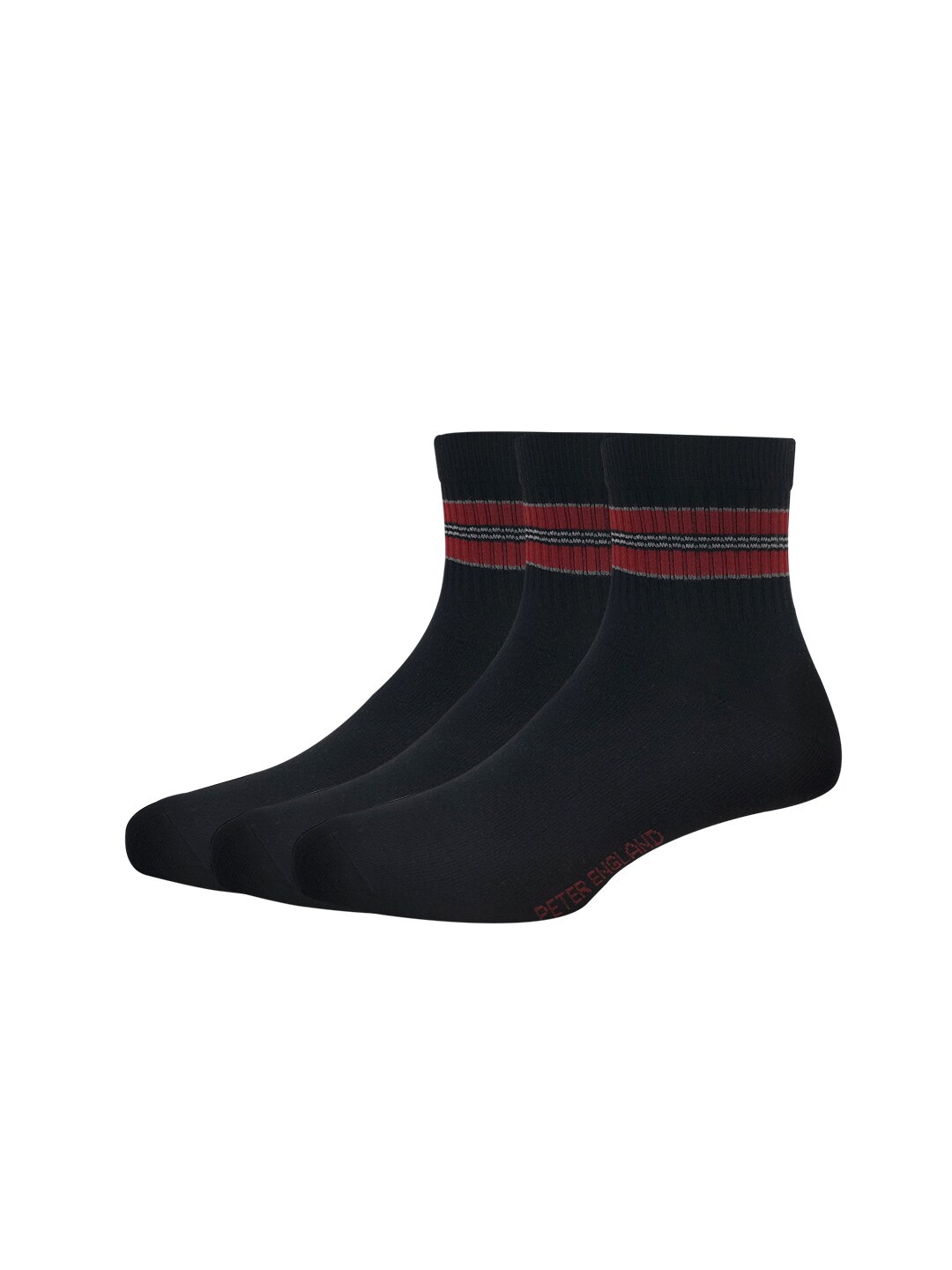 

Peter England Men Pack Of 3 Black Cotton Ankle Length Socks