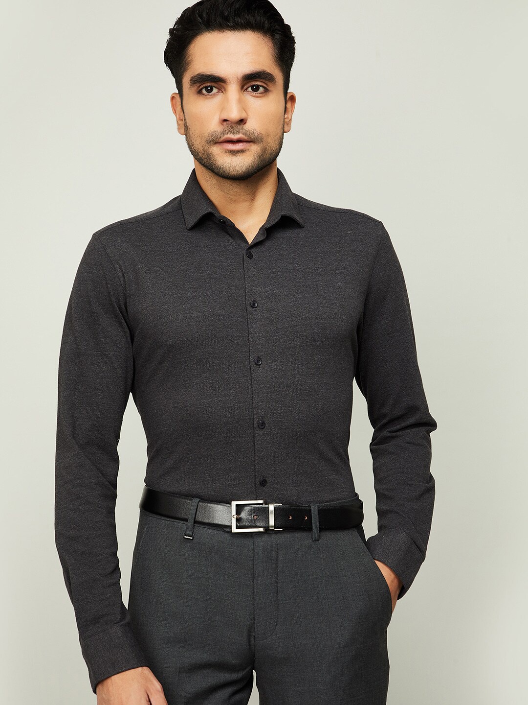 

CODE by Lifestyle Men Charcoal Slim Fit Casual Shirt