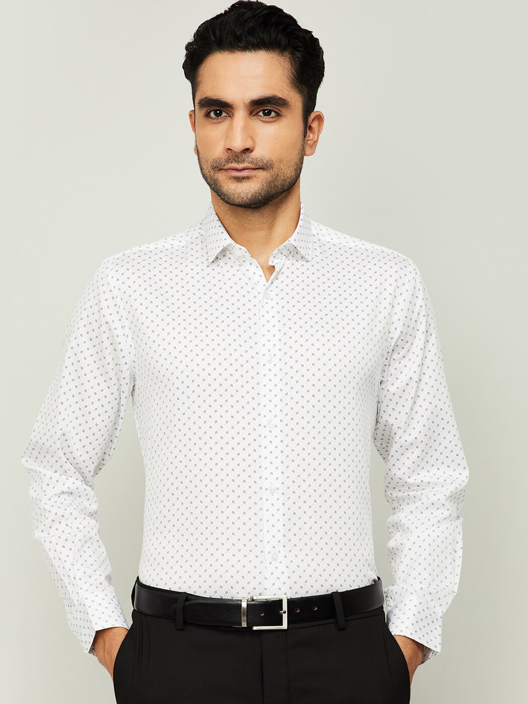 

CODE by Lifestyle Men White Slim Fit Printed Cotton Formal Shirt