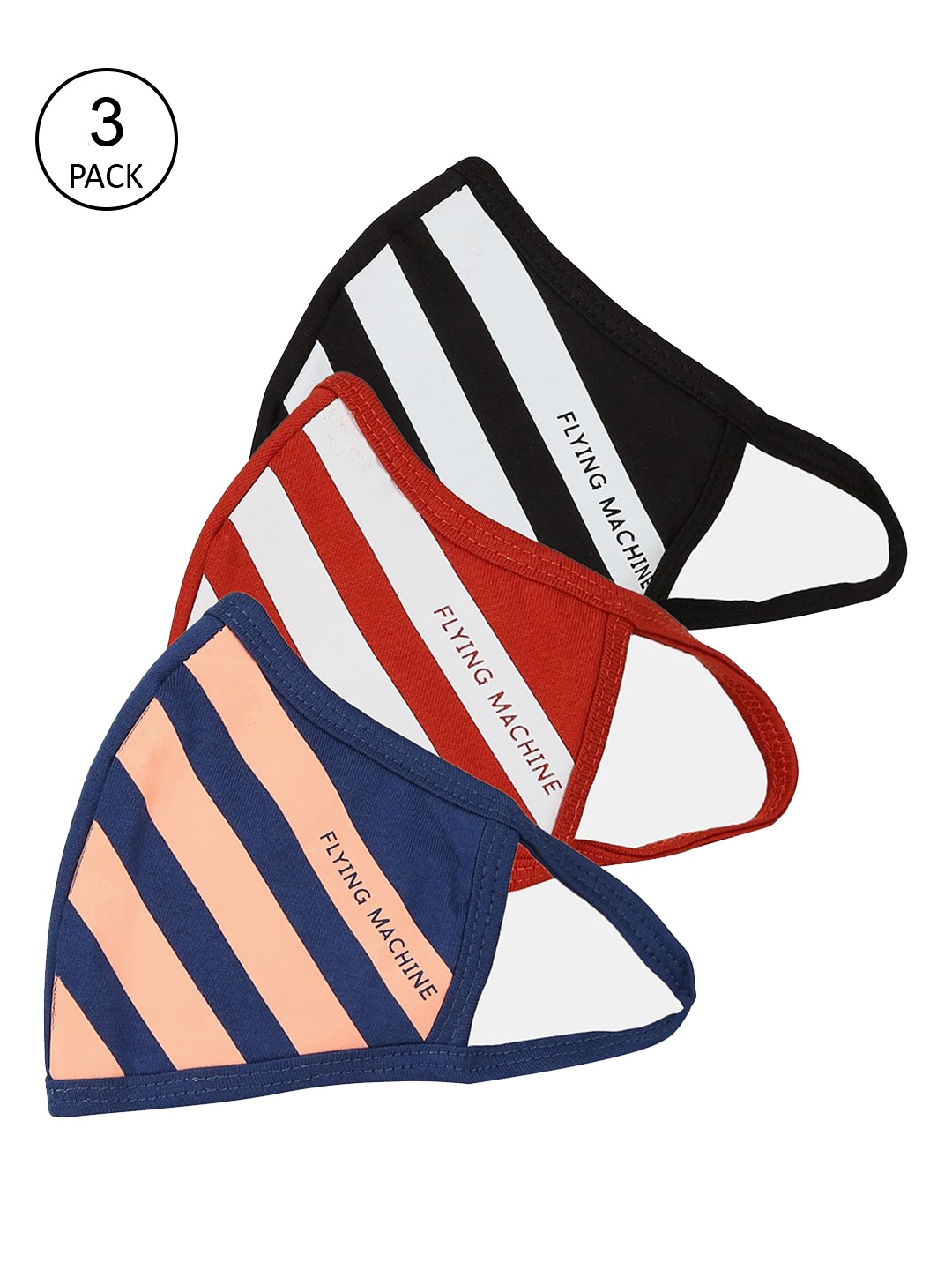 

Flying Machine Pack Of 3 Assorted Multi Layered Washable Cloth Masks