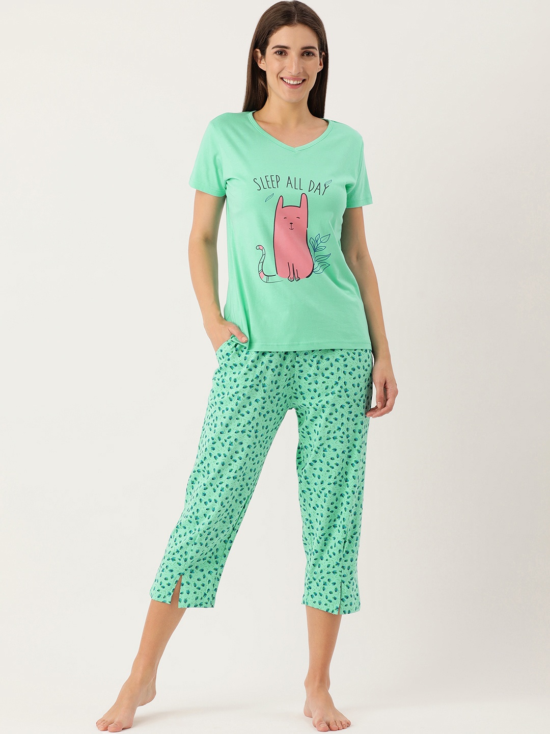 

Slumber Jill Women Green Night suit