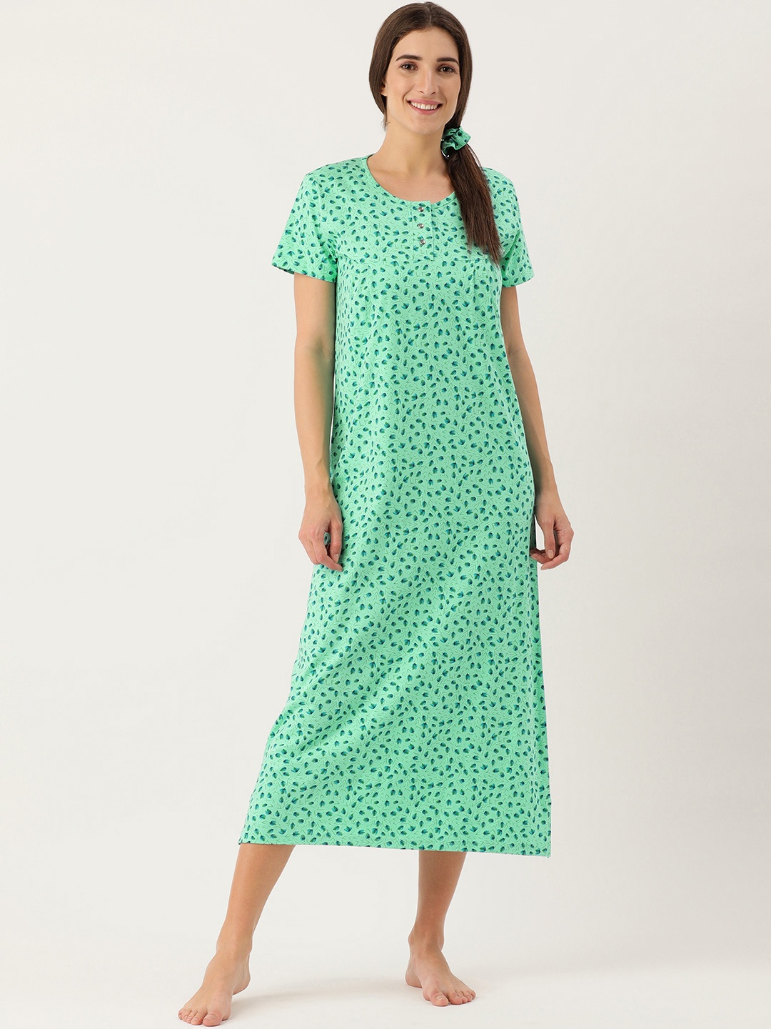 

Slumber Jill Green Printed Maxi Nightdress with Scrunchie