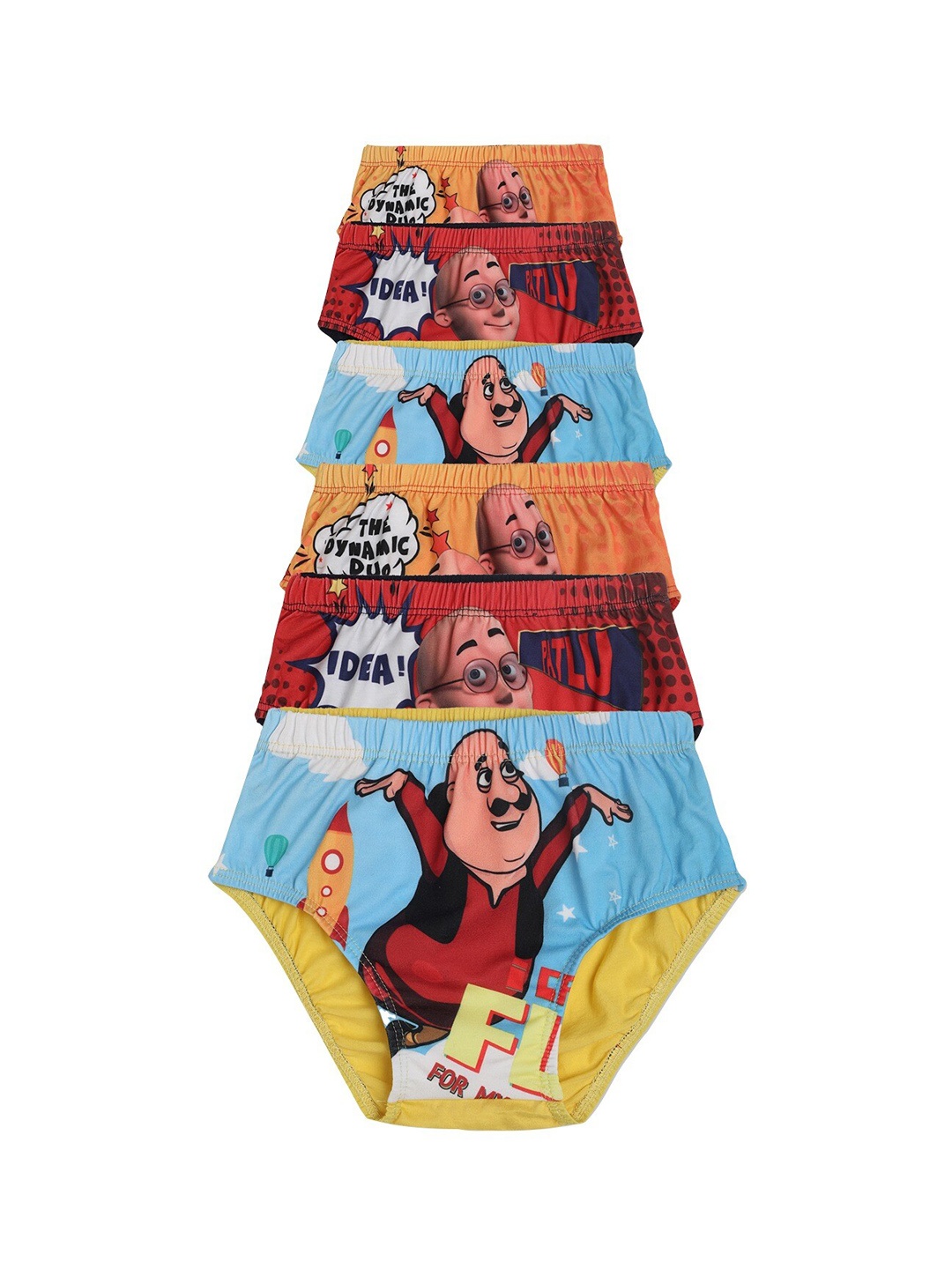 

Red Rose Boys Blue & Red Pack Of 6 Motu Patlu Printed Cotton Basic Briefs