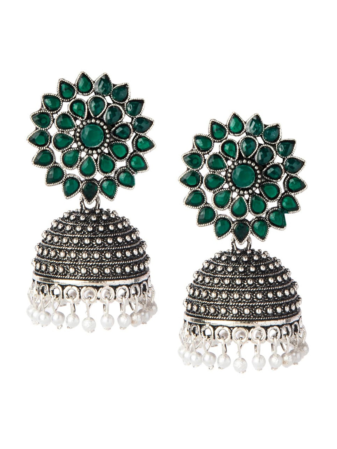 

Shining Jewel - By Shivansh Silver-Toned Classic Jhumkas Earrings