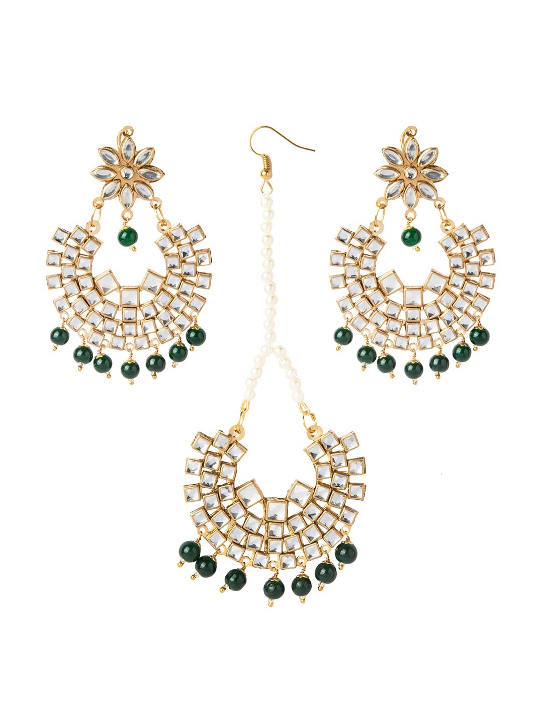 

Shining Jewel - By Shivansh Woman Gold-Toned Kundan Chandbalis Earrings