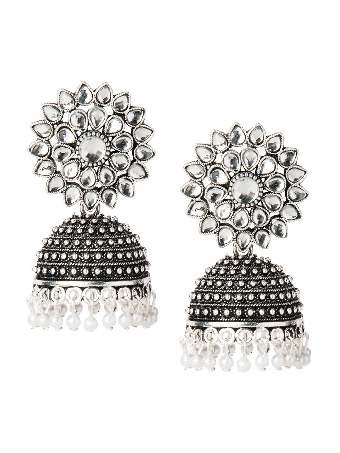 

Shining Jewel - By Shivansh Silver-Toned Classic Jhumkas Earrings